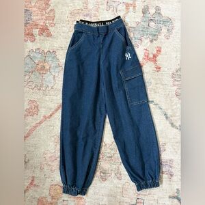 Genuine Merchandise MLB NY Yankees Blue Denim Jeans Balloon Style Size 150 10-12